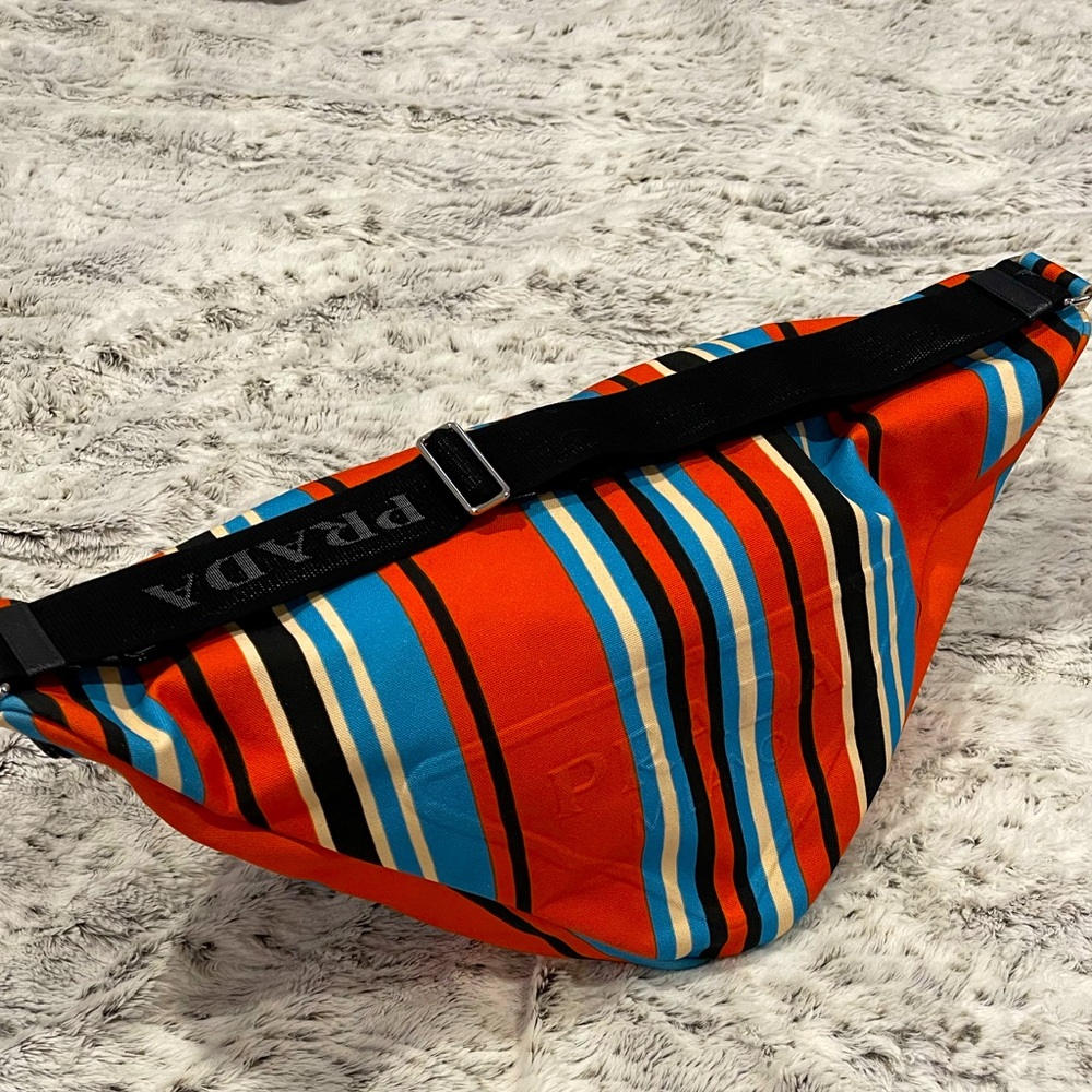 Prada striped triangle tote bag